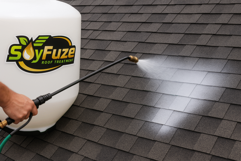 spraying soy oil roof renew